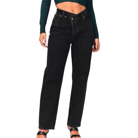 Abercrombie & Fitch The Dad High Rise Curve Love Jeans – Black – Size 26 - Picture 1 of 5
